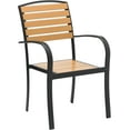 thumbnail image 4 of FOH Outdoor Patio Dining Chair, Black Aluminum Frame with Wood-Look Slats, Weather-Resistant, 4 of 8