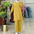 thumbnail image 7 of MNCEKFOD Summer Dresses for Women Plus 2025 2 Pieces Sets Long Sleeve Button Down Shirt and Pants Abaya Dress Classic Fit Dress Yellow XXXL, 7 of 7