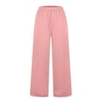 thumbnail image 3 of CLOISE Wide Leg Sweatpants Women Baggy Straight Leg Trousers Comfort Petite Mid Rise Open Bottom Trousers Pink Workout Elastic Waist Drawstring Solid Sweatpants Fashion Everyday Long Trousers, 3 of 4