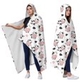 thumbnail image 2 of Wearable Blanket,White Cow Heart Spot Pattern Hooded Wearable Sherpa Blanket for Adults & Teens,Winter Poncho Shawl Wrap Cape Thick Warm,60"x80", 2 of 5