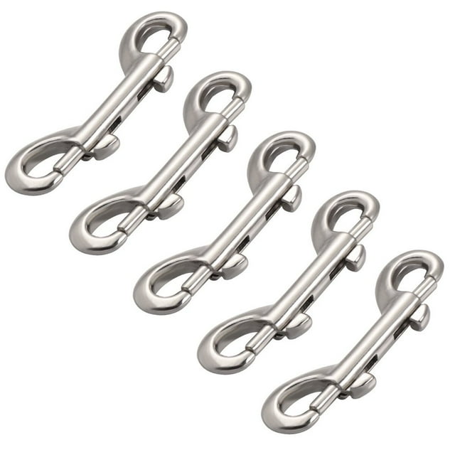 5pcs Zinc Alloy Double End Bolt Snap Hook Practical Double Ended Snaps Diving Clips Key Ring Silver