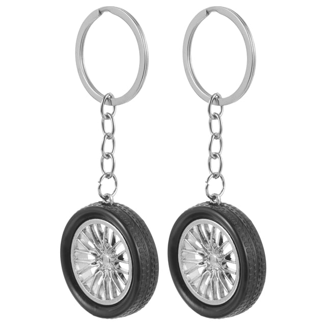 Miangastore 2pcs Auto Keychains Car Wheel Key Chain Rings Cool Automotive Key Pendant Decorations