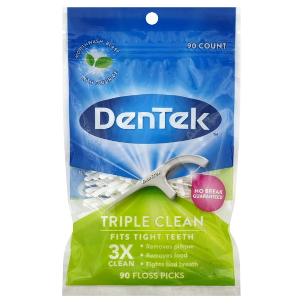 DenTek Extra Strong Triple Clean Floss Picks, Mouthwash Blast 90 ea