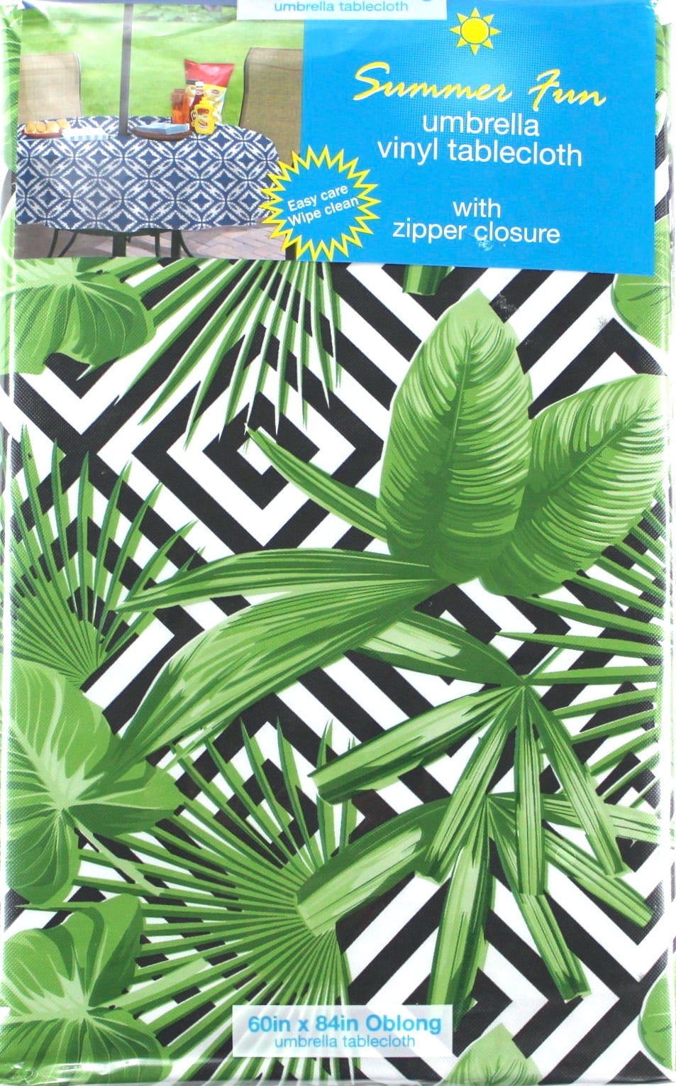 Outdoor Summer Tropical Palms and Geo Zebra Stripes Patio Table