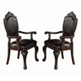 thumbnail image 3 of Traditional Arm Chairs - Set of 2 - Rubber Wood Dining Chairs - Brown Finish - Living Room Seating, 3 of 4