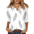 thumbnail image 2 of Summer Tops for Women Women's Stand Collar 3/4 Sleeve Printed Top T-shirt, 2 of 6