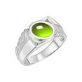 thumbnail image 3 of RYLOS Men's Rings Sterling Silver Cabochone Gemstone & Diamond Designer Peridot Rings For Men Size 12, 3 of 7
