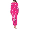 thumbnail image 2 of Renewold Pink Ribbons Women Pajama Sets Two-Piece Casual Loose Nightwear Long Sleeve Sleepwear Soft Pj Lounge Sets with Long Pants Size 5XL, 2 of 5