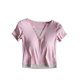 thumbnail image 2 of Pijama de manga corta para mujer, de verano, ligero y transpirable, con almohadillas para el pecho y camisetas de manga corta. Pijama de poliéster para mujer., 2 of 6