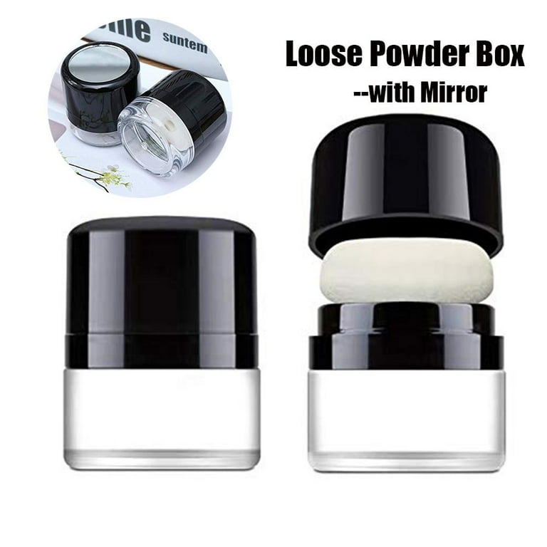 Travel Portable Loose Powder Container with Sponge Mirror and