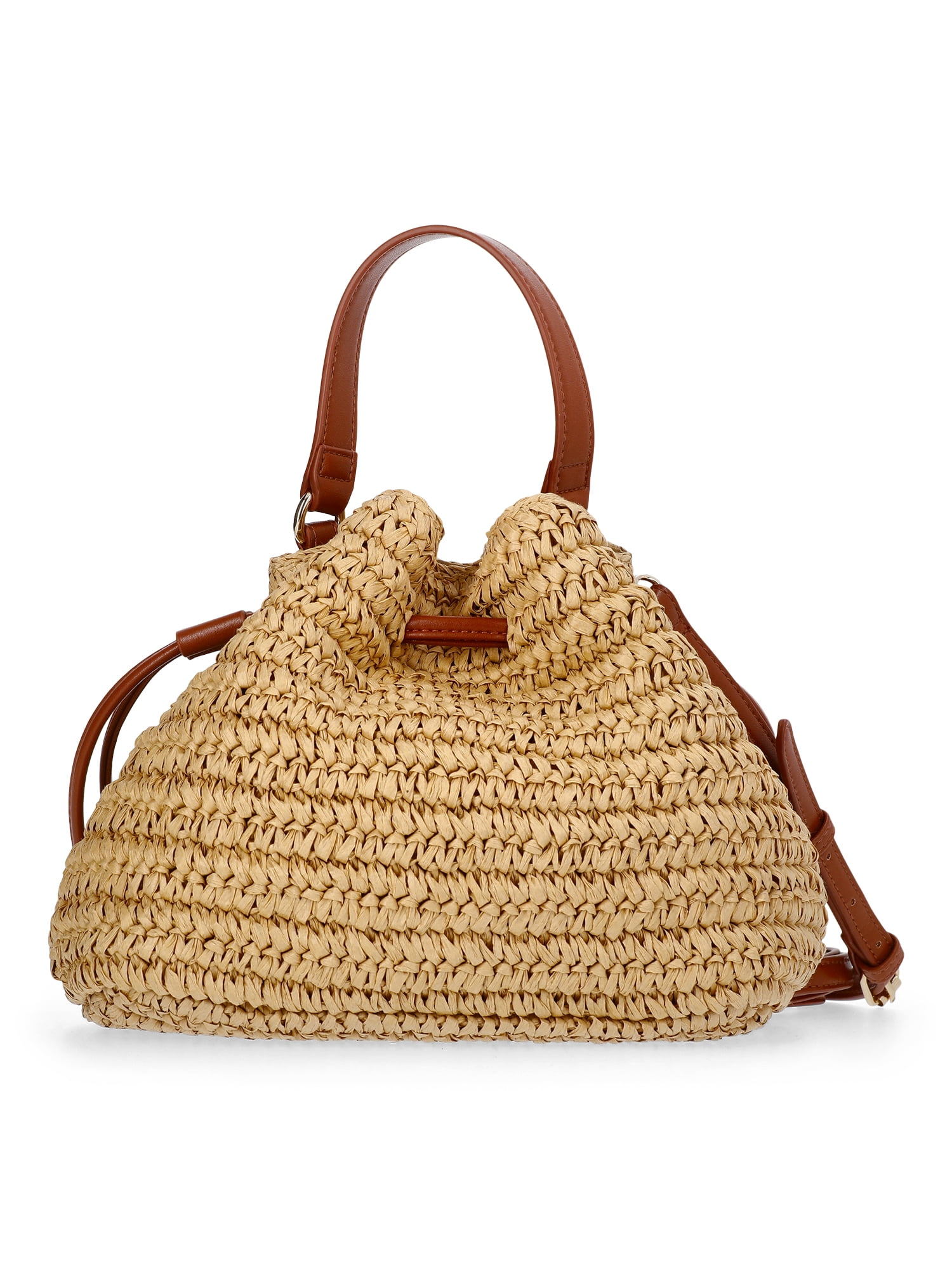 Time and Tru Women's Shell Bucket Bag, Natural