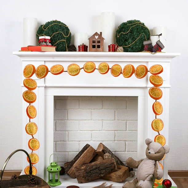Decoración de rodajas de ratán naranja, cuerda de yute de plástico para colgar, decoración del hogar DIY, decoración de pared, decoración de cocina, decoración de sala de estar, arte de