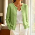 thumbnail image 4 of Brnmyaeo Women's 2026 Fall Cable Knit Cardigans Crew Neck Button Down Front Sweaters Casual Long Sleeve Soft Stretchy Open Front Outerwear, 4 of 6