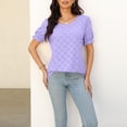 thumbnail image 1 of Fiudx Camisas para Mujer Camiseta de Manga Corta con Cuello Redondo y Manga Corta para Mujer, Color Liso, Ahuecada, 1 of 3