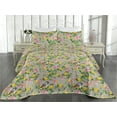 thumbnail image 2 of Ambesonne Birds and Nature Quilted Bedspread Set 3 Pcs, Romantic Blooms, King, Mustard Fern Green Blush, 2 of 4