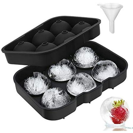 

Ice Ball Maker Reusable Ice Cube Trays Easy Release Silicone Round Ice Sphere Tray with Lids & Funnel for Whiskey Cocktails