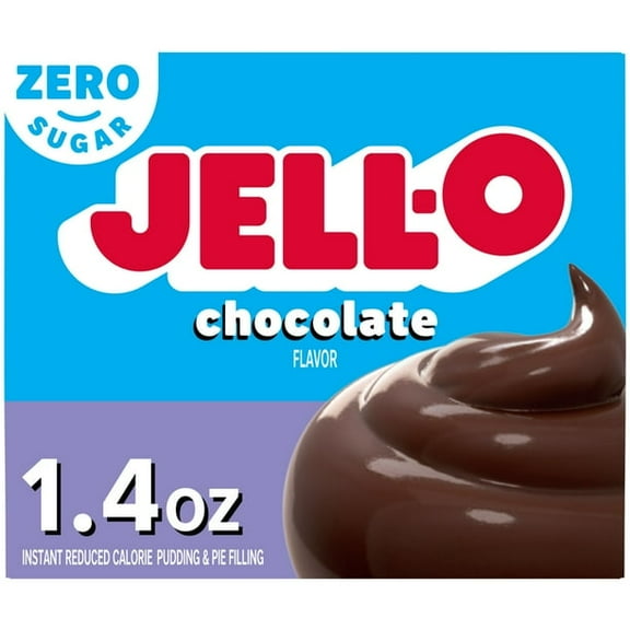Jell-O Chocolate Flavor Zero Sugar Instant Reduced Calorie Pudding & Pie Filling Mix, 1.4 oz Box (Pack of 4)