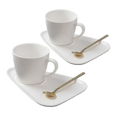 

Drinkware sets set of 2x mugs barrels and teaspoons white