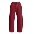 thumbnail image 4 of Riecok Barrel Leg Sweatpants Women Elastic High Waist Fleece Pants Pull on Wide Leg Sweat Pant Workout Winter Trouser with Pockets Wine XL, 4 of 8