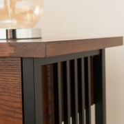 طاولة وحدة تحكم Leick Home Ironcraft ذات درجين بلمسة نهائية من خشب البلوط
