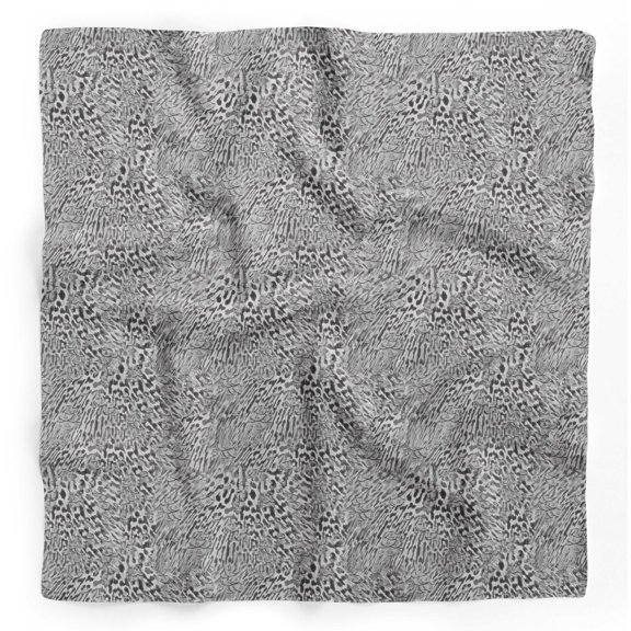 Bimba Gray Leopard & Peacock Animal Skin Printed Pure Silk Scarf Neck Wrap Summer Hair Bandanas For Women 40 x 40 Inches