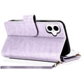 thumbnail image 3 of For iPhone 16 6.1 inch Luxury Wallet Card ID Zipper Money Holder Case Cover - Lavender, 3 of 4