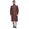 thumbnail image 1 of Atasi Printed Long Kurta For Men With White Churidar Pyjama Set Traditional Wear, 1 of 1