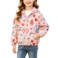 thumbnail image 2 of BLTIBY Kids Rain Jacket Windproof Long Sleeve Cute Printed Zip Up Hooded Jackets Lightweight Outdoor Raincoats with Pockets Multicolor 5 6-7 Years, 2 of 9