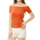 thumbnail image 1 of INSPIRAR CHIC Blusa de Mujer de Manga Corta Off the Shoulder de Longitud de Cadera Sólida XL Naranja, 1 of 7