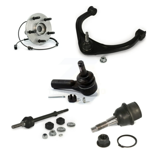 Transit Auto Front Right Hub Bearing Assembly Suspension Upper Control Arm with Ball Joint Lower Outer Tie Rod End & Sway Bar Stabilizer Link Kit (5Pc) for Car Dodge Ram 1500 4WD K77-101555