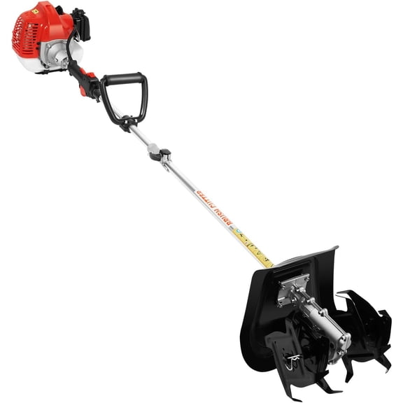Mini Garden Tiller Cultivator, 51.7CC 2-Stroke 6500RPM Gas Powered Tiller Soil Cultivator with Long Handle, Garden Rototiller for Ploughing, Furrowing, Weeding