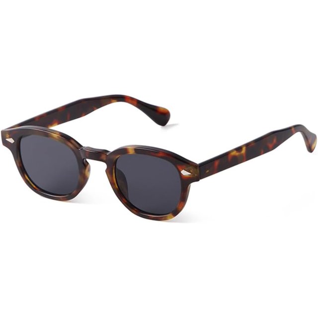 HCHES Transparent Blue Round Sunglasses Women Men Retro Rivet Small Sun Glasses UV400