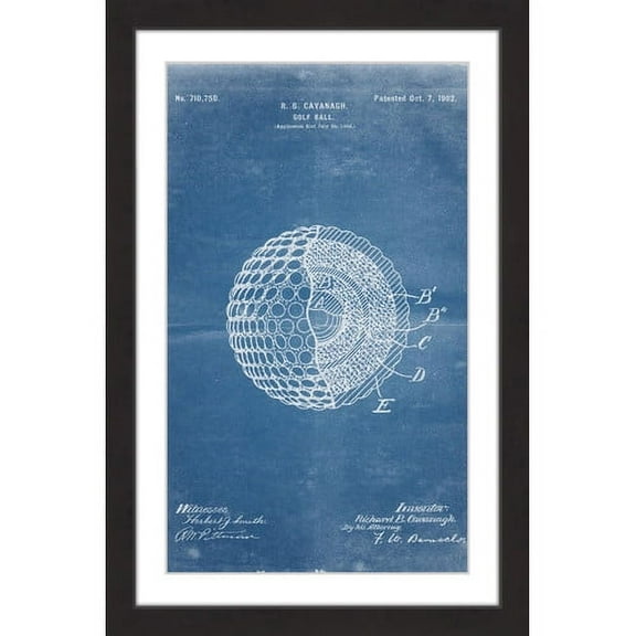 "Golf Ball 1902 Blueprint" Framed Painting Print
