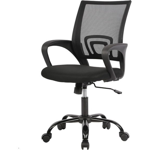 BestOffice Office Computer Chair Ergonomic Desk Chair Adjustable Comfortable Mid Back Task Rolling Swivel with Lumbar Support for Home Office, Black