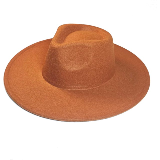 VERVE 8 Wide Brim Vegan Felt Rancher Hat - Women, Men, and Kids Fedora Style with Adjustable Inner Drawstring