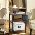 thumbnail image 2 of Oumilen Western Home End Table with Storage Bag, Drawer and Build-In Fast Charging Station with USB Ports Nightstand, Rustic Brown Wood, 2 of 7
