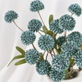 thumbnail image 7 of 12pcs Fake Silk Pompon Mum Artificial Flowers, Bulk Faux Mini Chrysanthemums with Eucalyptus Stems, for Centerpieces Wedding Fillers Champagne Arrangements Shower Decorations, Blue, 7 of 7