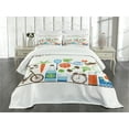 thumbnail image 3 of Ambesonne Fitness Quilted Bedspread Set 3 Pcs, Colorful Wellness Themed, King Size, Multicolor, 3 of 5