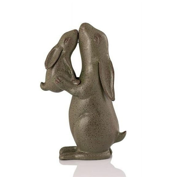 Tender Moment Rabbits Antique Grey Metal Garden Sculpture