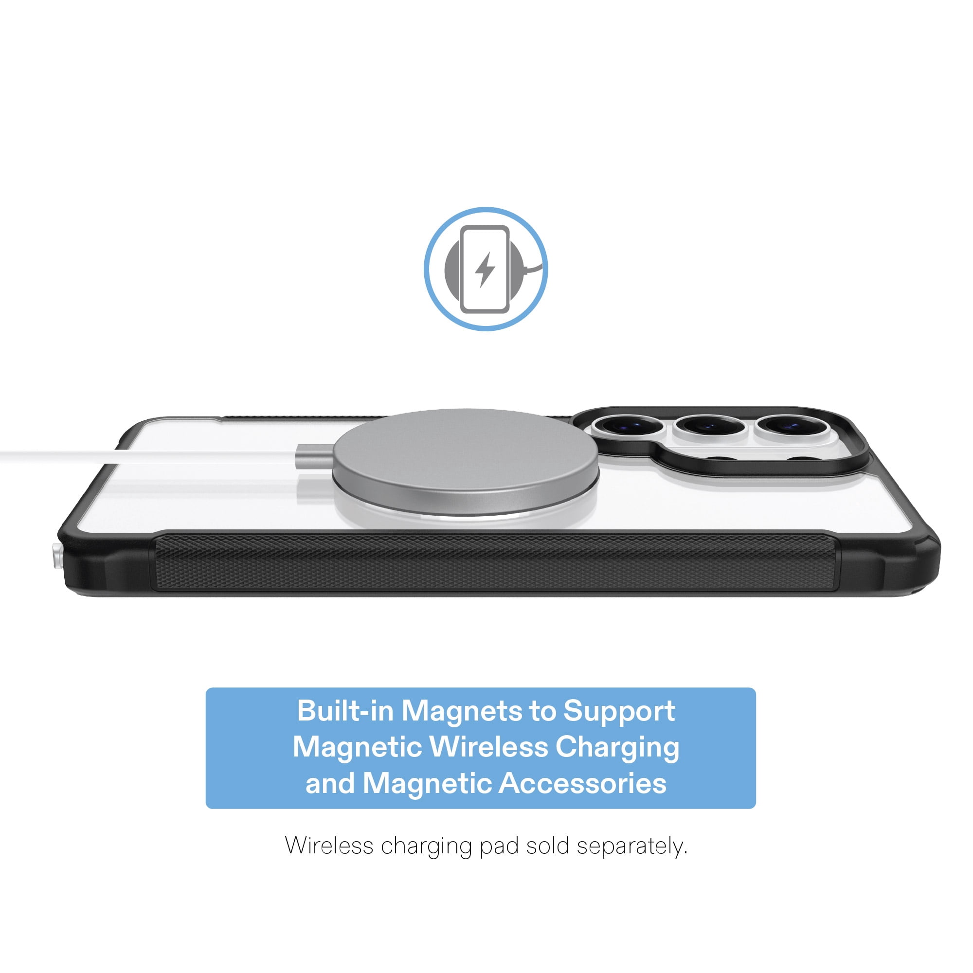 onn Magnetic Compatible Dual-Layer Phone Case for Samsung Galaxy S26 Ultra - Black/Clear