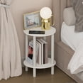 thumbnail image 2 of Furinno TURN-N-TUBE 2-Tier Round Tall Narrow Open Shelf Nightstand White, 2 of 4