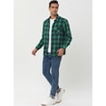 thumbnail image 4 of Camisa de franela a cuadros para hombre, cepillada, informal, de manga larga, con botones, a cuadros Verde azul S Unique Bargains Camisa, 4 of 6