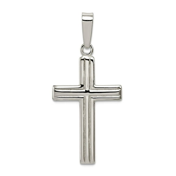 925 Sterling Silver Polished Religious Faith Cross Pendant Necklace 28x16mm Wide Pendant for Women