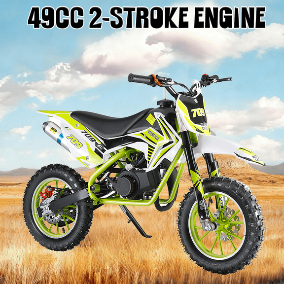 Seipouy 49cc Dirt Bike for Adults & Kids-Kids Dirt Bike 2-Stroke Gas Powered Off Road Motorcycle Mini Bikes 20 MPH for Uphill and Off-Road Conditions Pull Start motos para niños