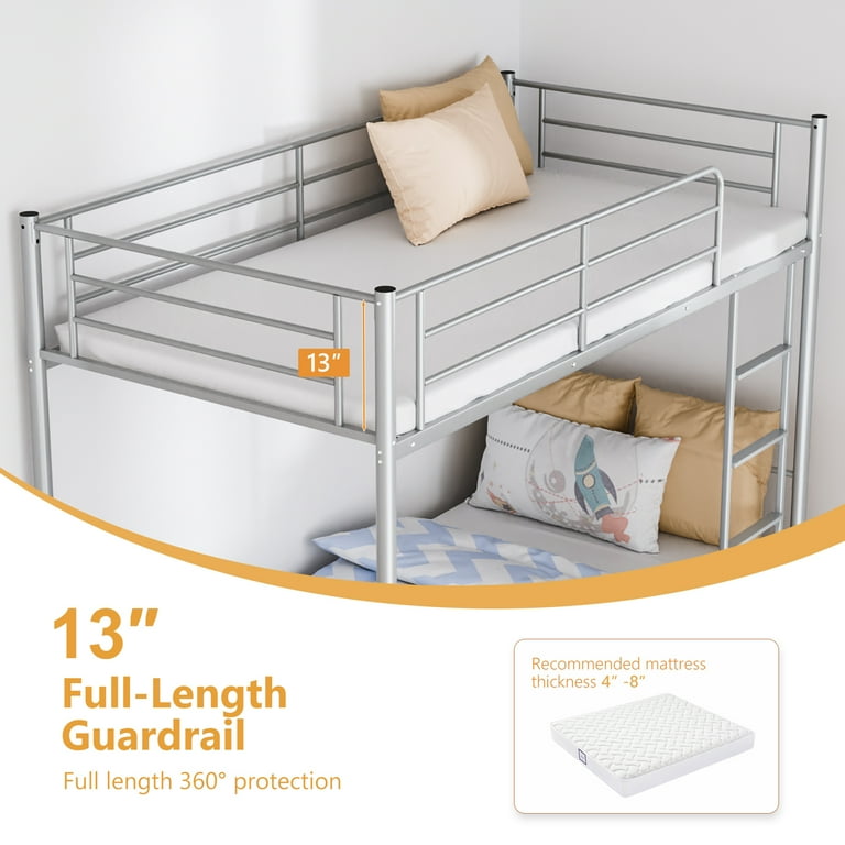Zimtown Twin Over Twin Metal Bunk Bed, Heavy Duty Frame, Safety