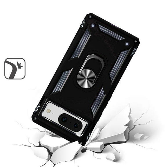 For Google Pixel 8 5G Military Grade Rugged Dual Layers 2in1 Hard TPU Shockproof Hybrid with Ring Kickstand Cover ,Xpm Phone Case [ Black ]