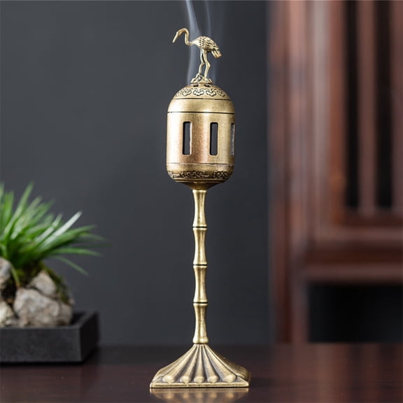 Vintage Incense Stick Incense Burner Incense Sitting Home Incense Burner For Buddha Vintage Incense Diffuser Incense Exquisite Brass Flower Design Multi - Functional