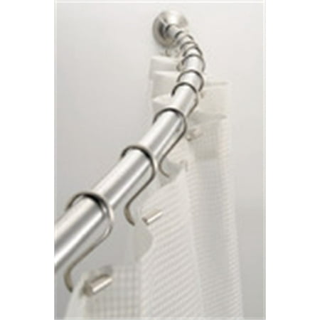 iDESIGN Curved Shower Curtain Rod Brushed: Stainless Steel, Adjustable 41&#34; to 72&#34; Length, 1&#34; Diameter