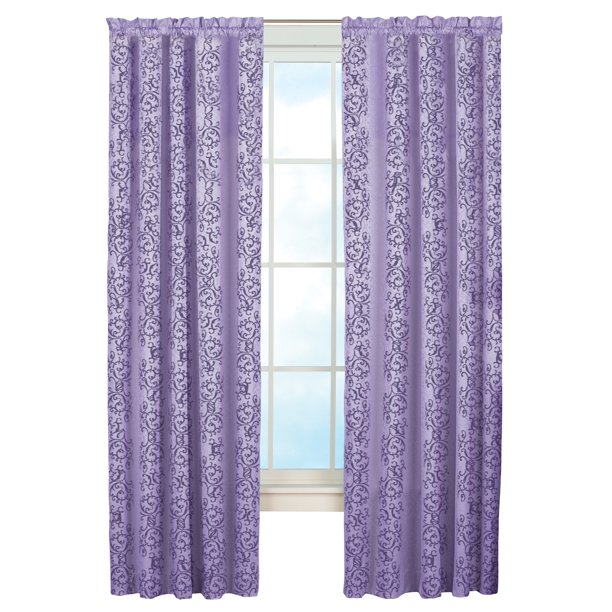Collections Etc Scroll Insulated Sheen Curtain Panel Lavender 50" X 84