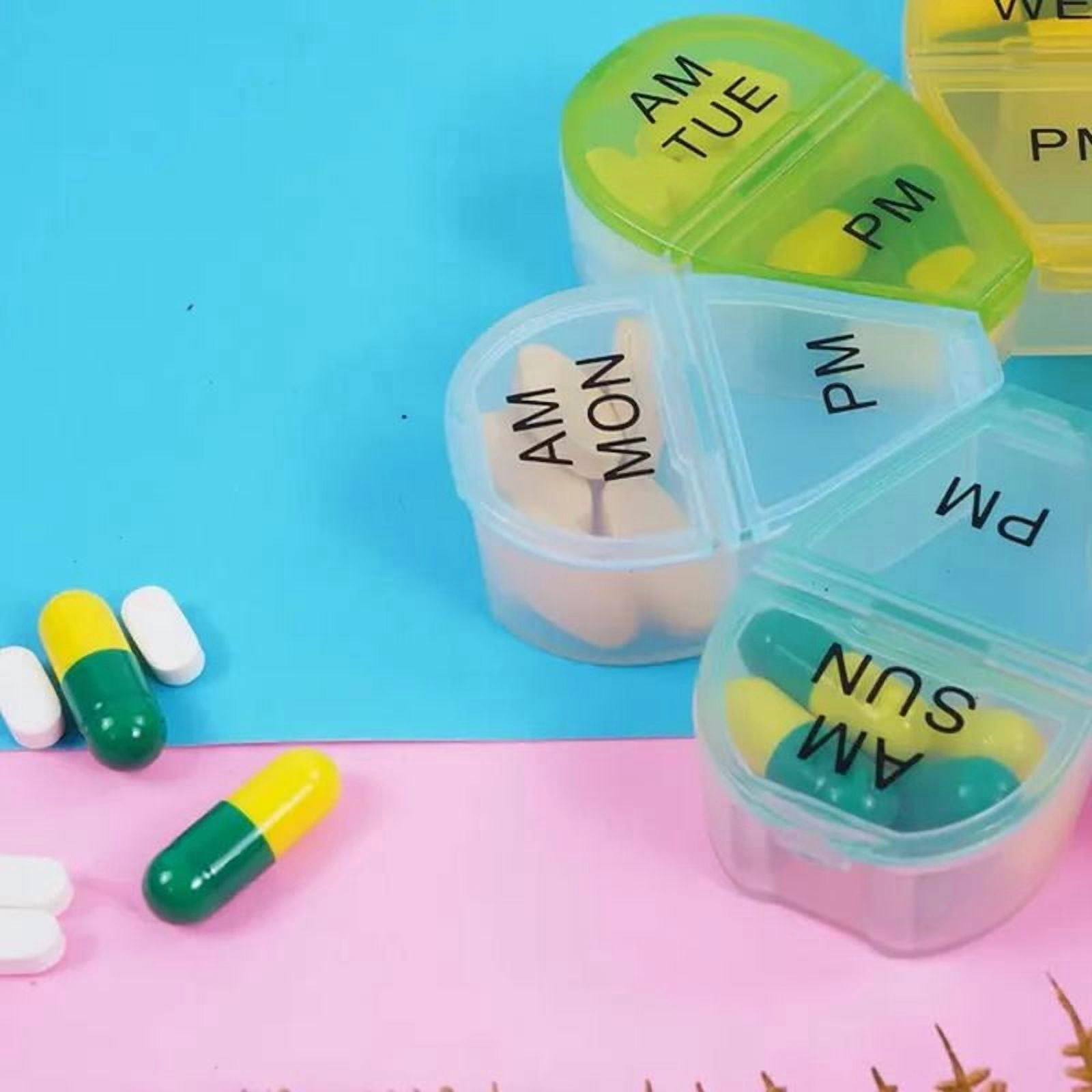 Pill Organizer 7-Day Vitamins Medicine Box with Color Coded Compartments Weekly Medication Box Twice a Day Portable for Travel, Home use.